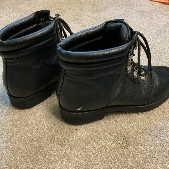 Black Nautica Lace Up Fall Ankle Combat Boots - Picture 2 of 4